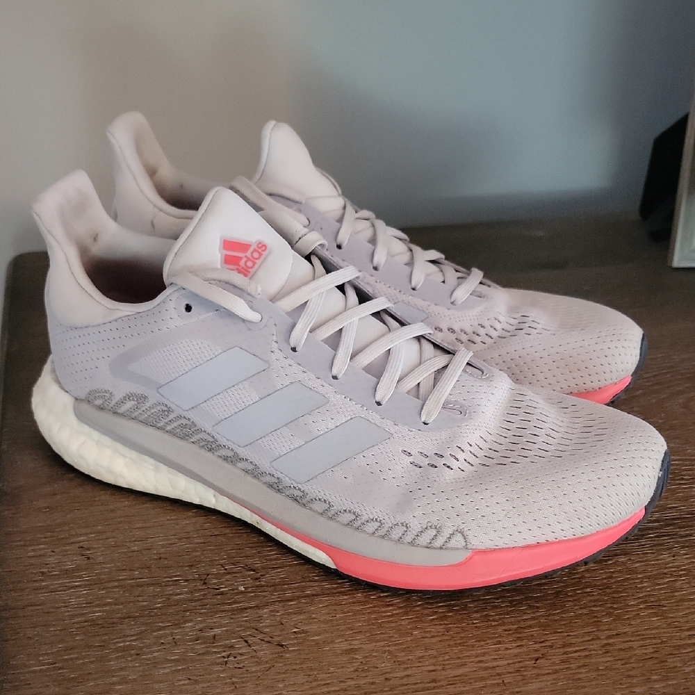 Adidas Gray and Pink Athletic Shoes with Boost Technology